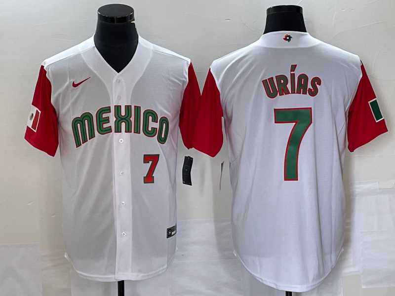 Men's Mexico Baseball #7 Julio Urias Number 2023 White Red World Classic Stitched Jersey 51,We sell and wholesale Men's Mexico Baseball #7 Julio Urias Number 2023 White Red World Classic Stitched Jersey 51 on line form chian!